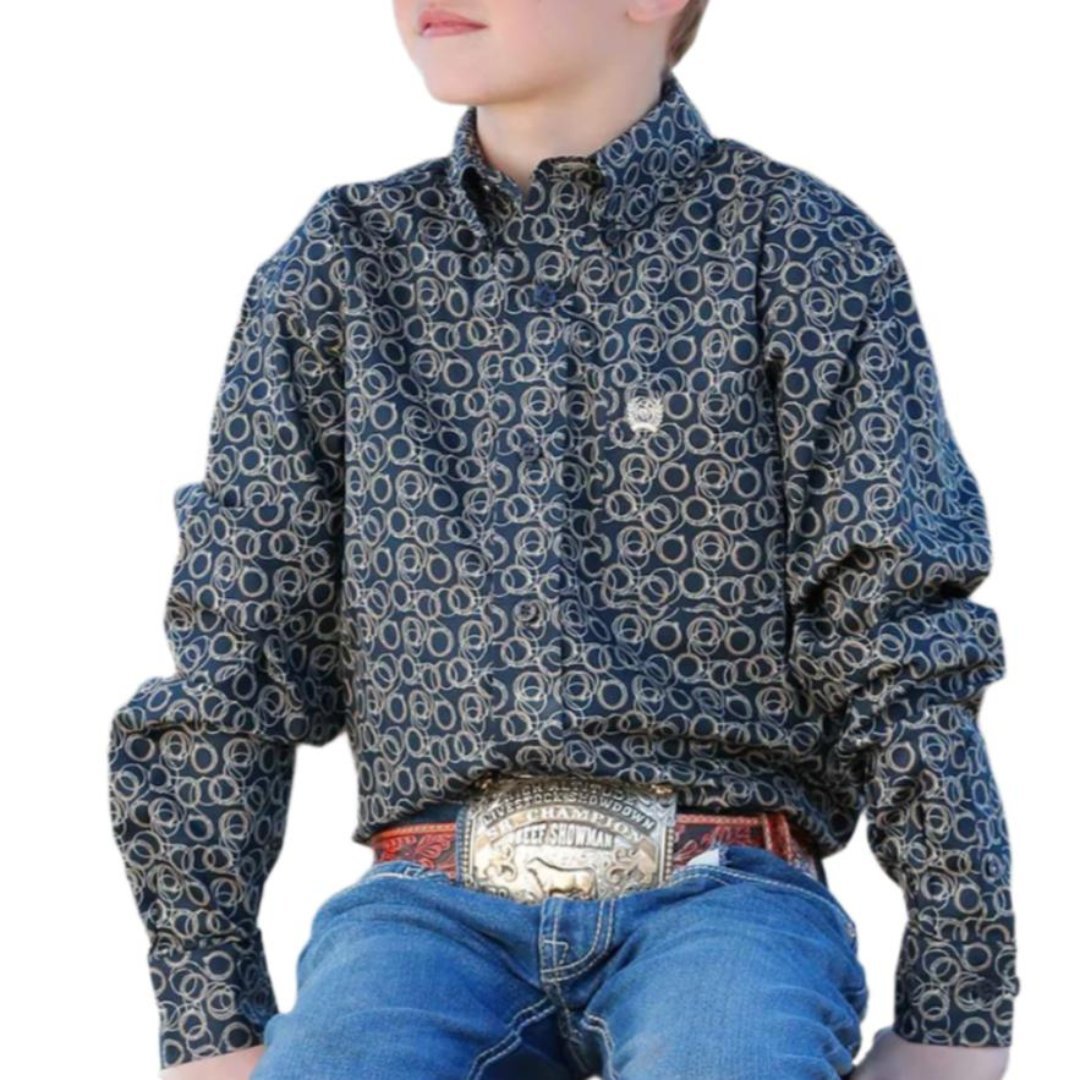Cinch Boys' Rope Print Long Sleeve Button-Down Western Shirt