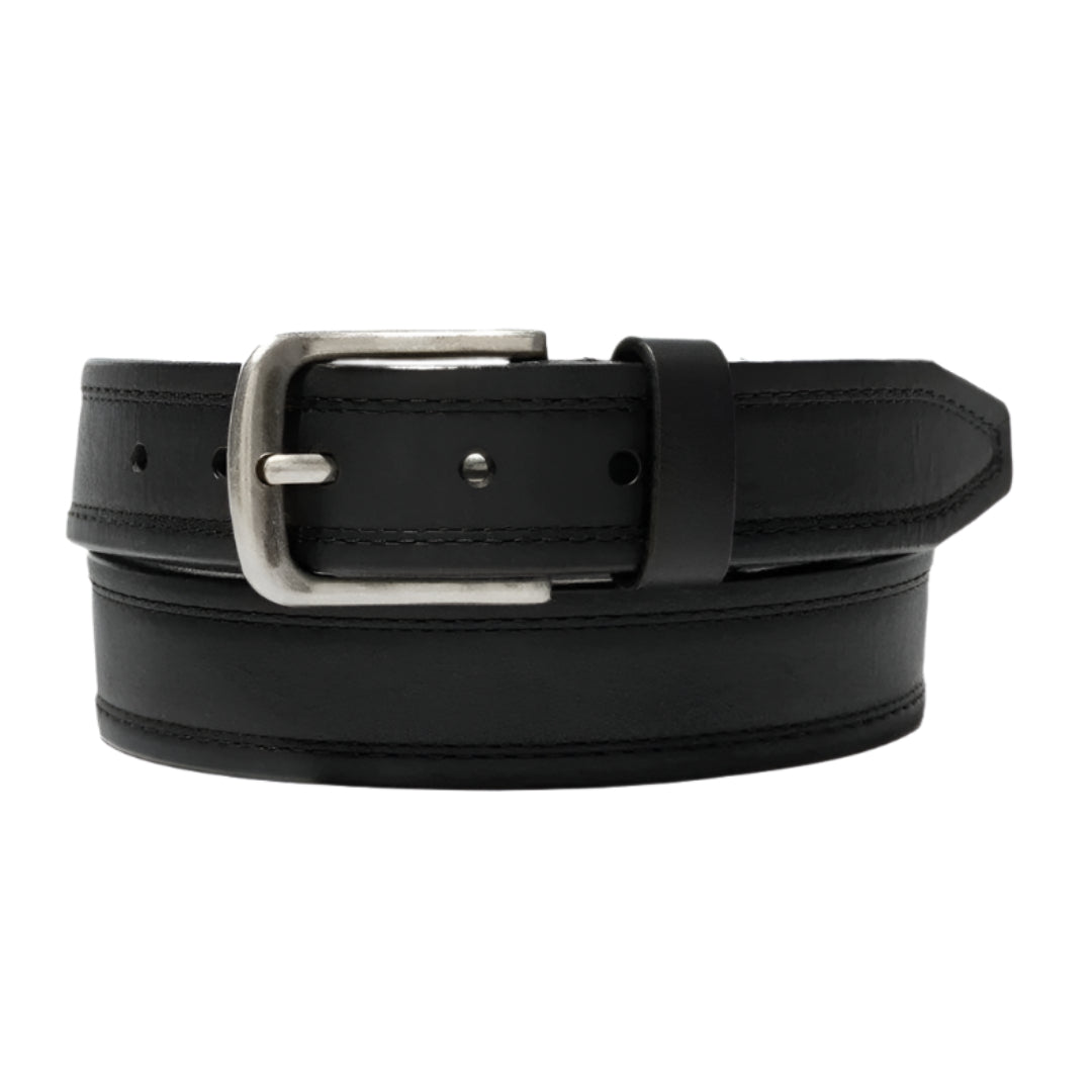 Ceinture Lejon Vintage en Cuir de Bison Noir pour Homme