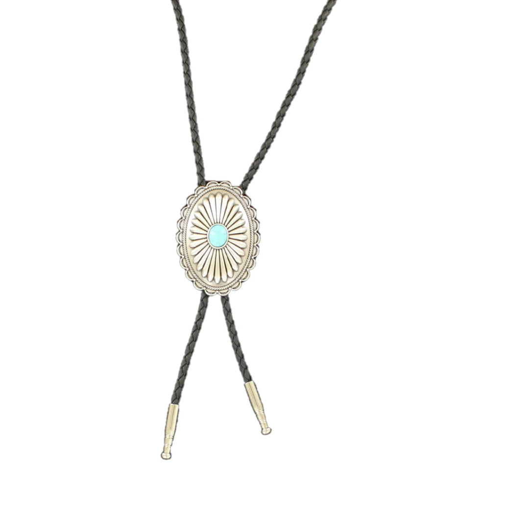 Double S Oval Concho Bolo Tie