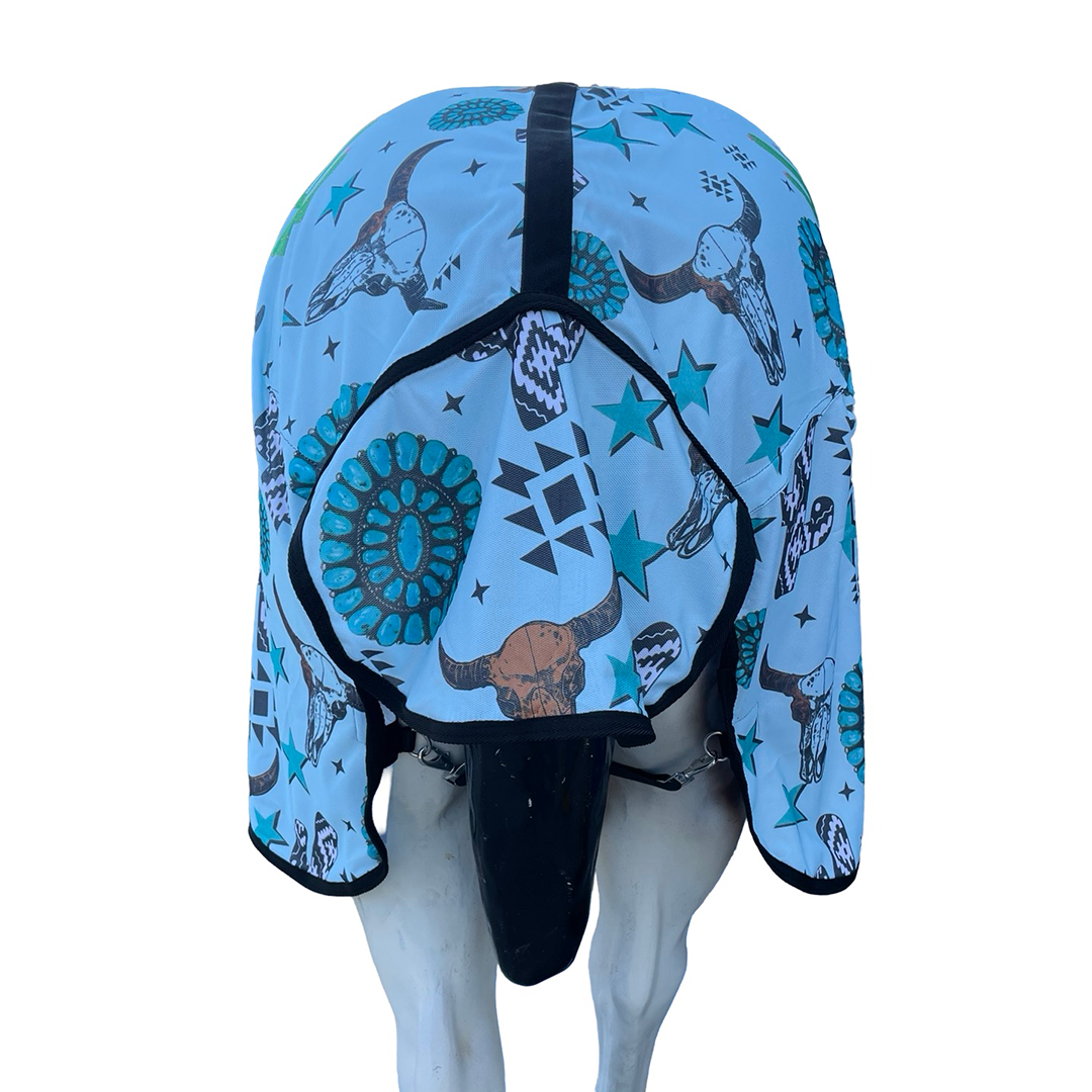 Couverture anti-mouches Tech Equestrian Western Print avec capuchon intégré