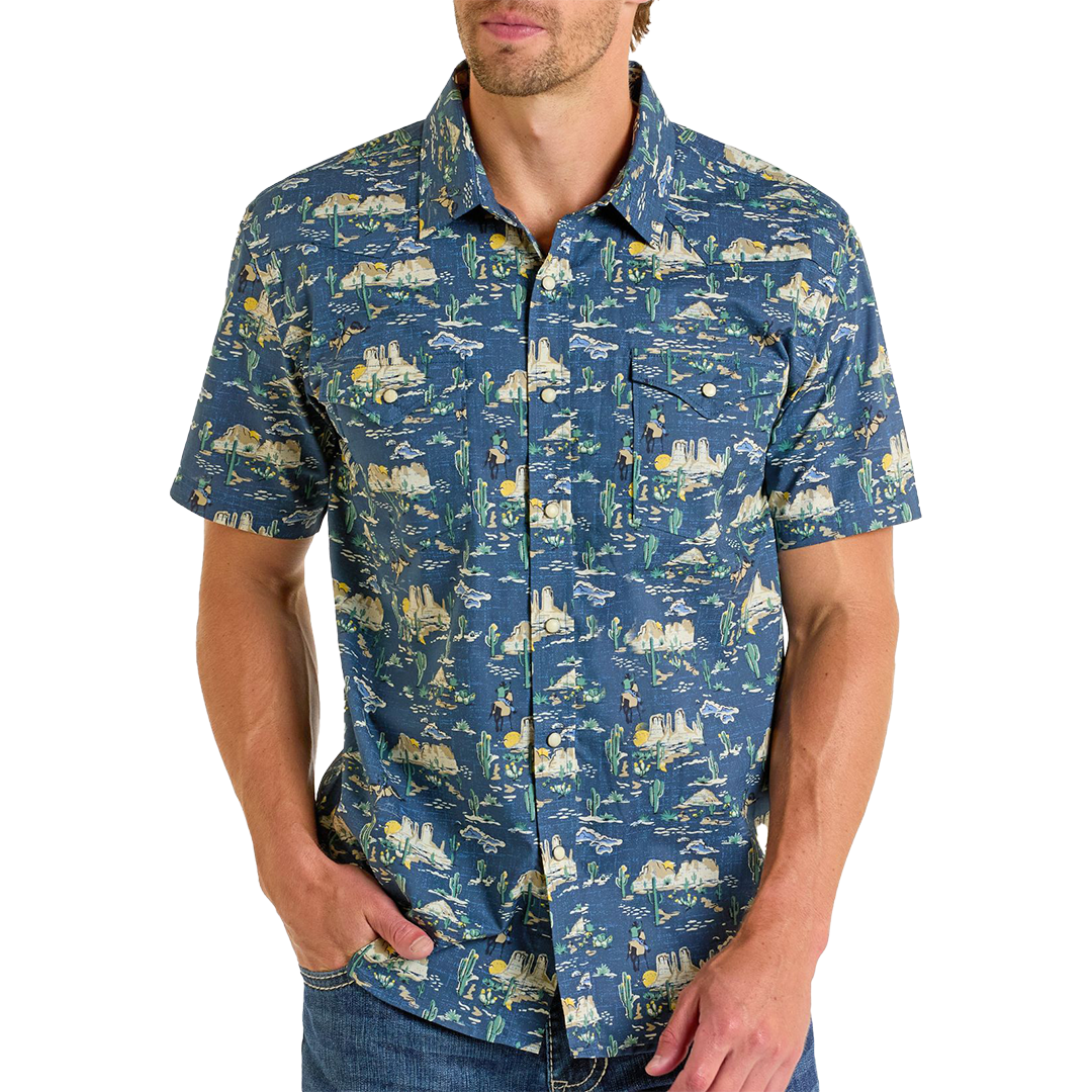 Rock & Roll Denim Men's Desert Print Short Sleeve Snap Shirt