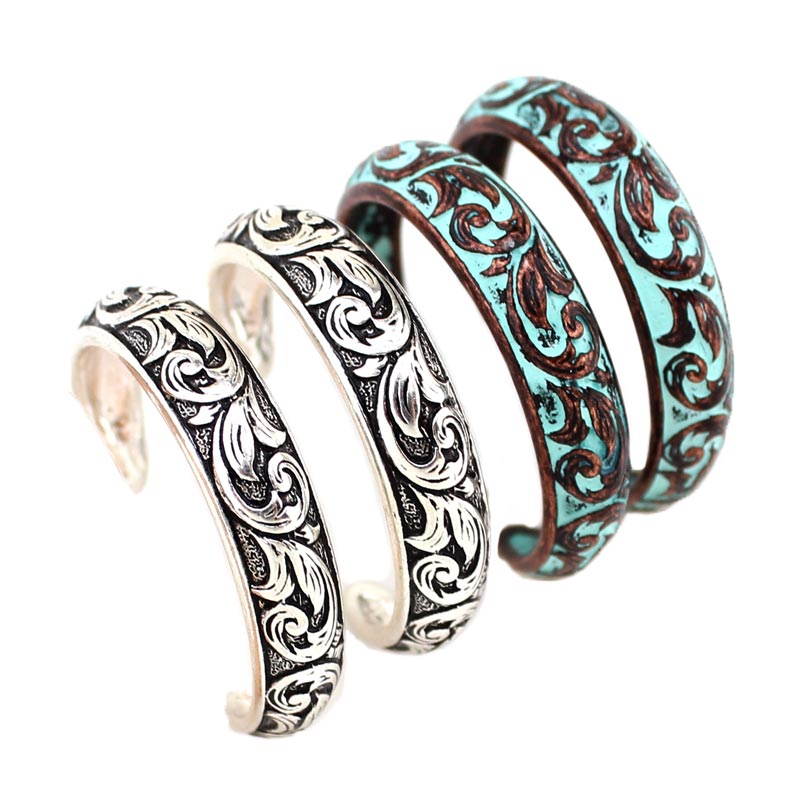 Boucles d'oreilles créoles ciselées Wyo Horse pour femme