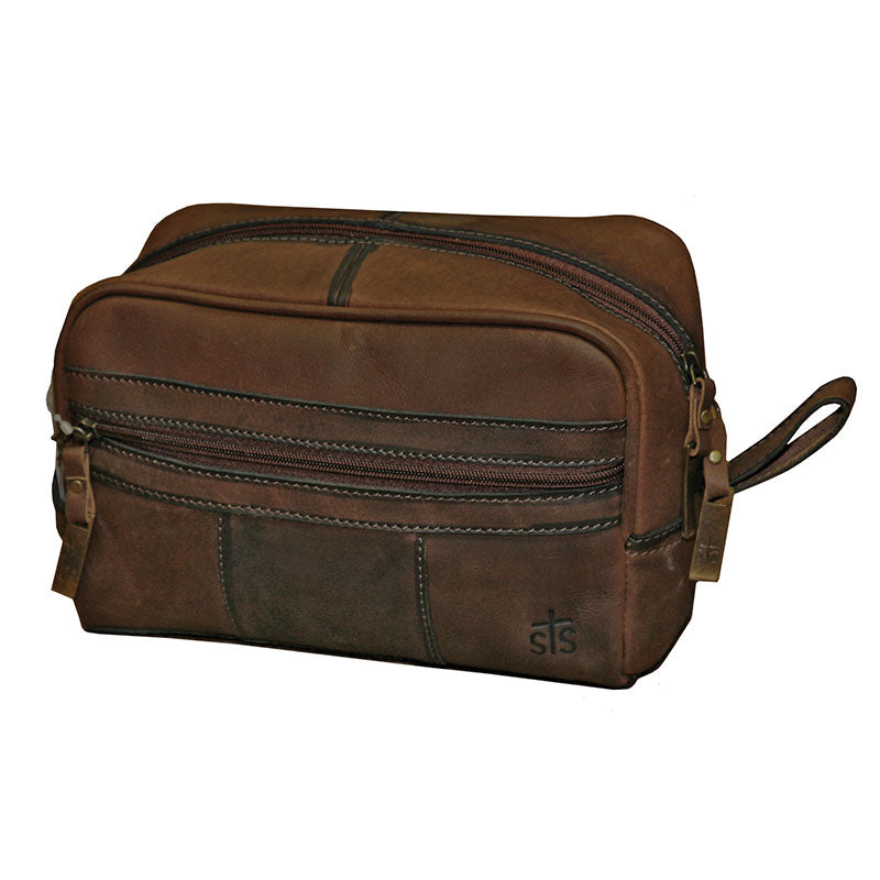 Trousse de toilette en cuir marron STS Ranchwear Foreman