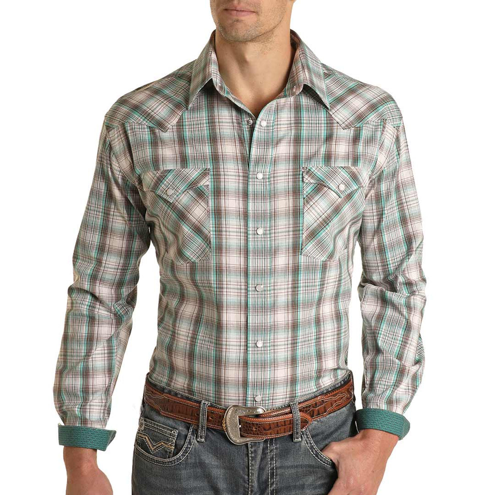 Rough Stock Men's Plaid Snap Shirt