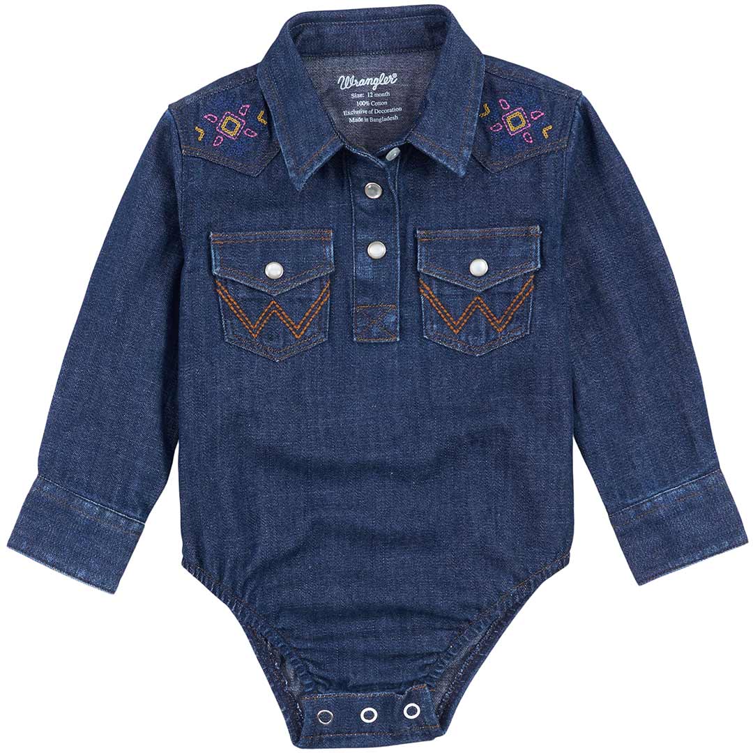 Wrangler Baby Girls' Denim Onesie Lammle's