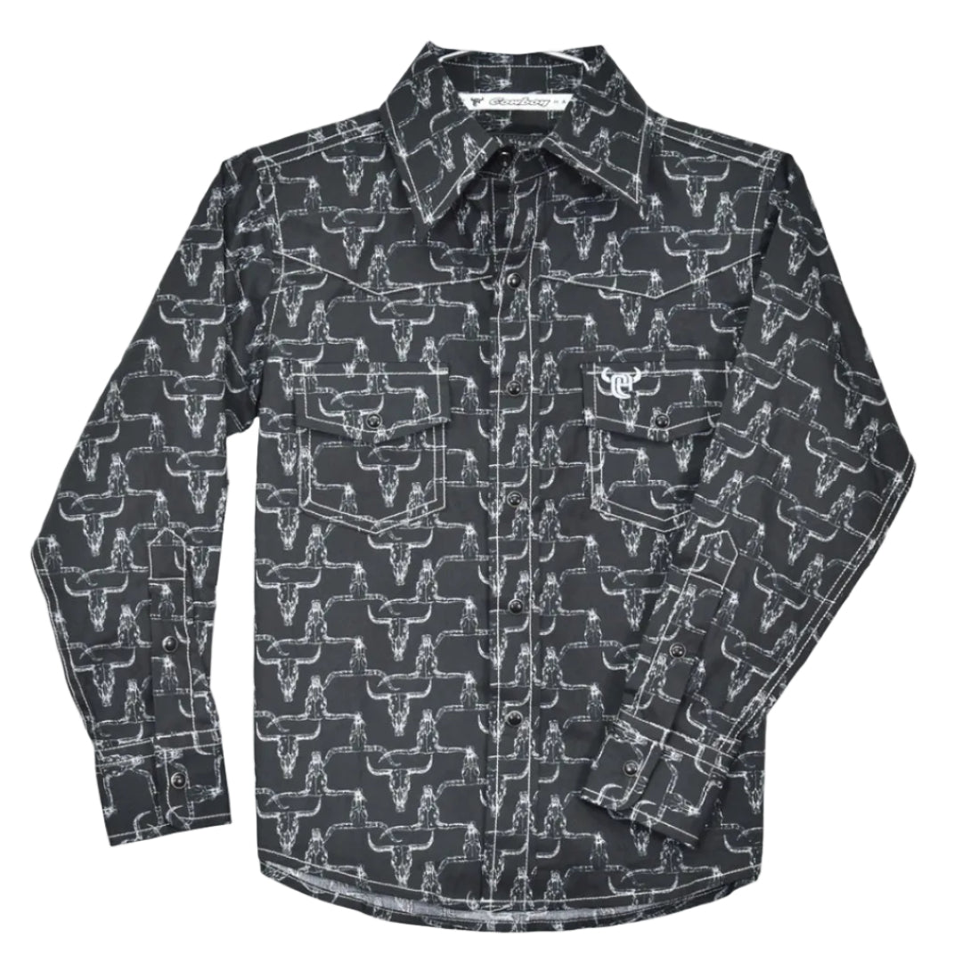 Chemise à manches longues et boutons-pression avec imprimé Bronco Cowboy Hardware pour tout-petits garçons