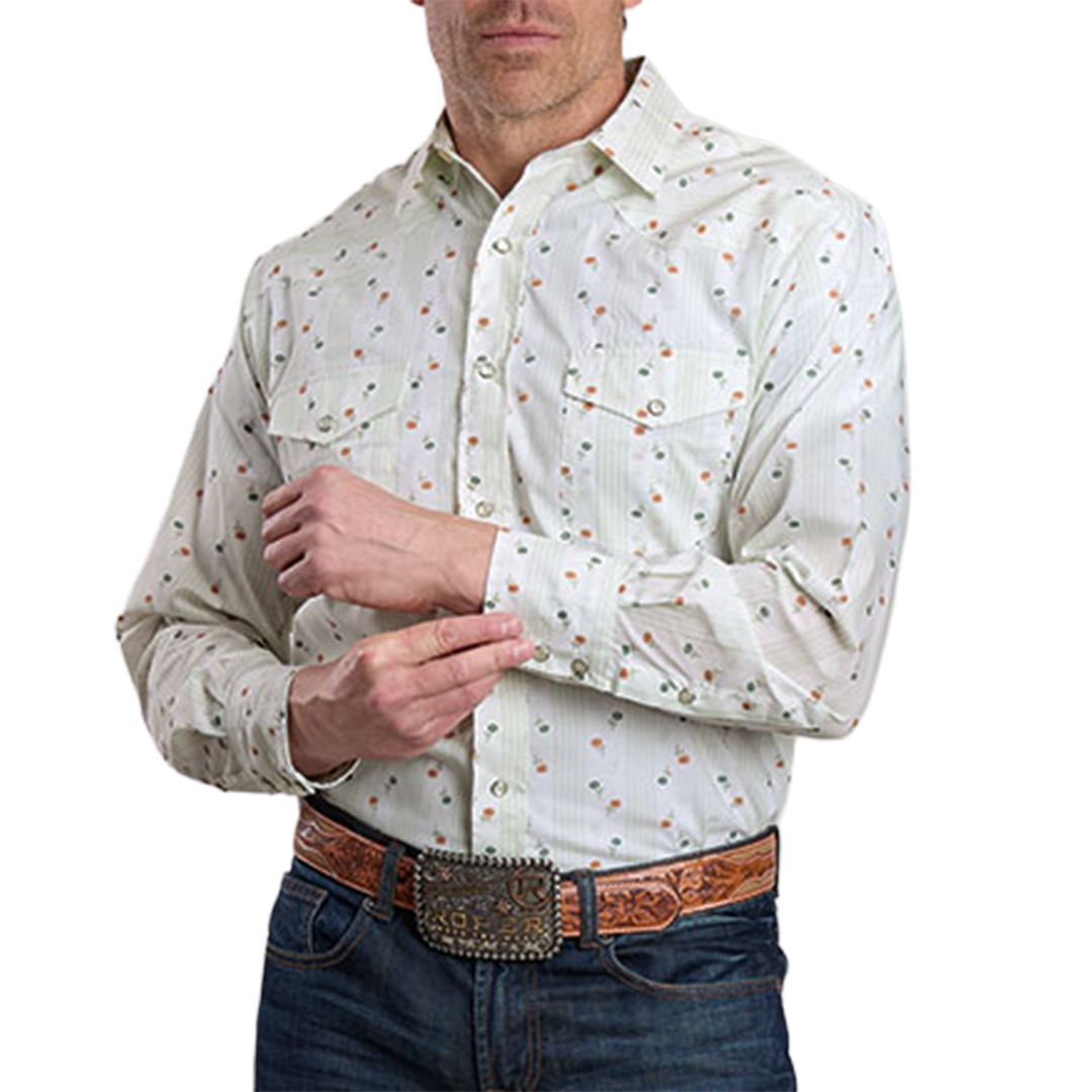 Roper Men's Floral Printed Long Sleeve Snap Shirt