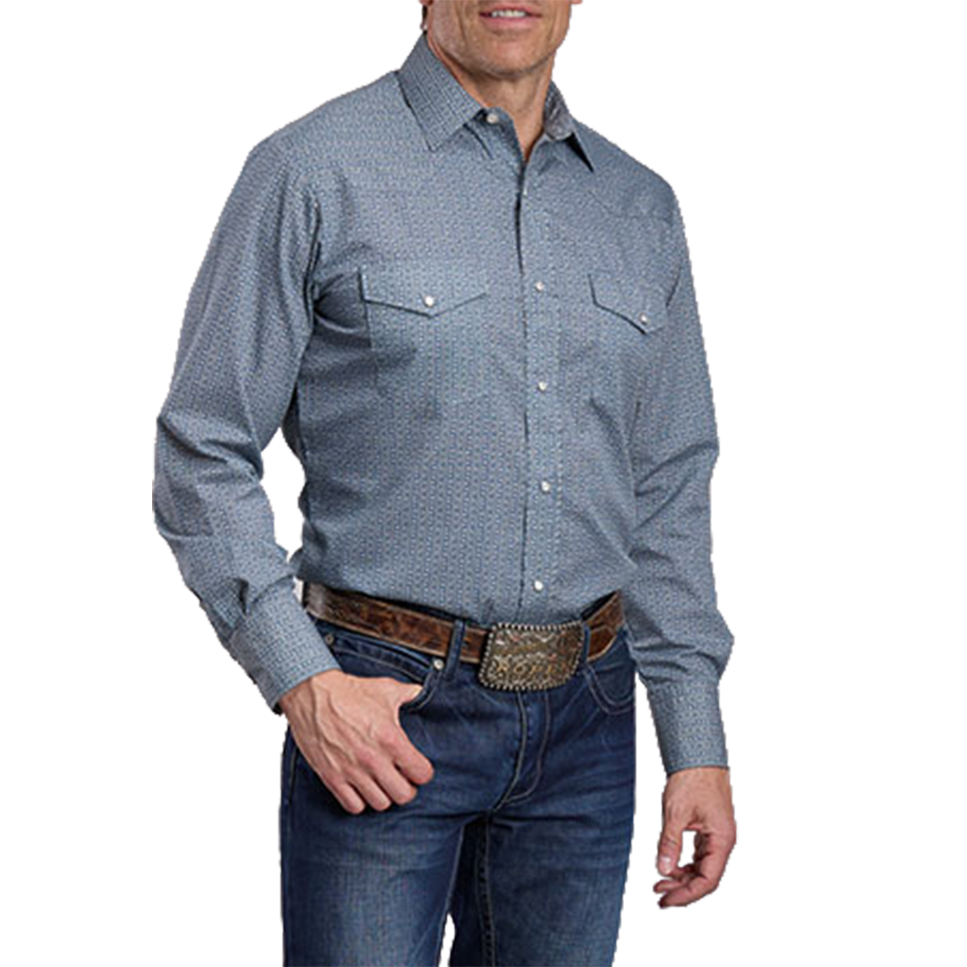 Roper Men's Floral Wallpaper Stripe Printed Long Sleeve Snap Shirt