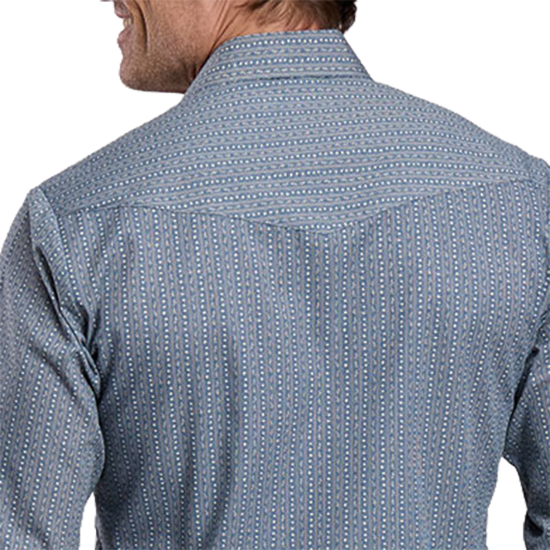 Roper Men's Floral Wallpaper Stripe Printed Long Sleeve Snap Shirt