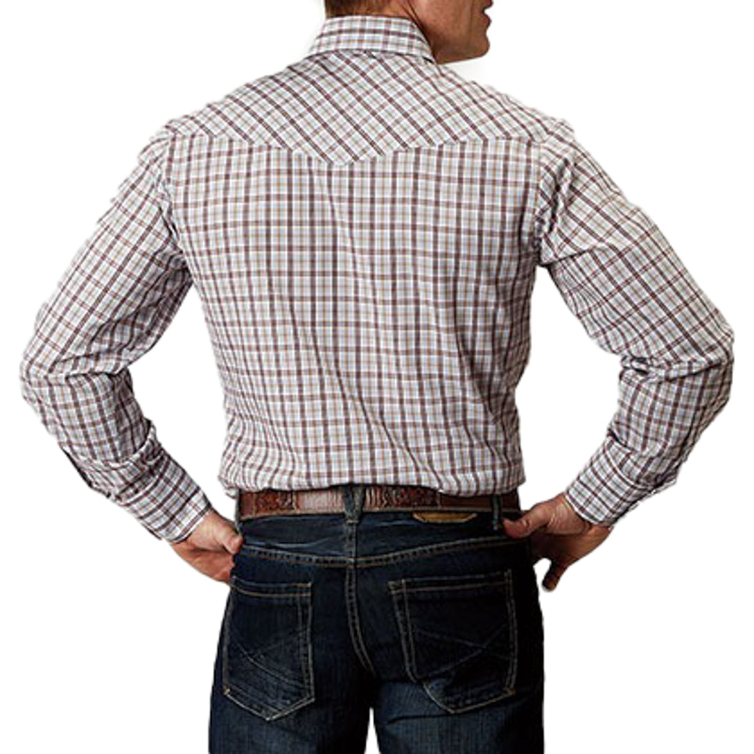 Chemise à manches longues et à boutons-pression à carreaux classique pour homme Roper