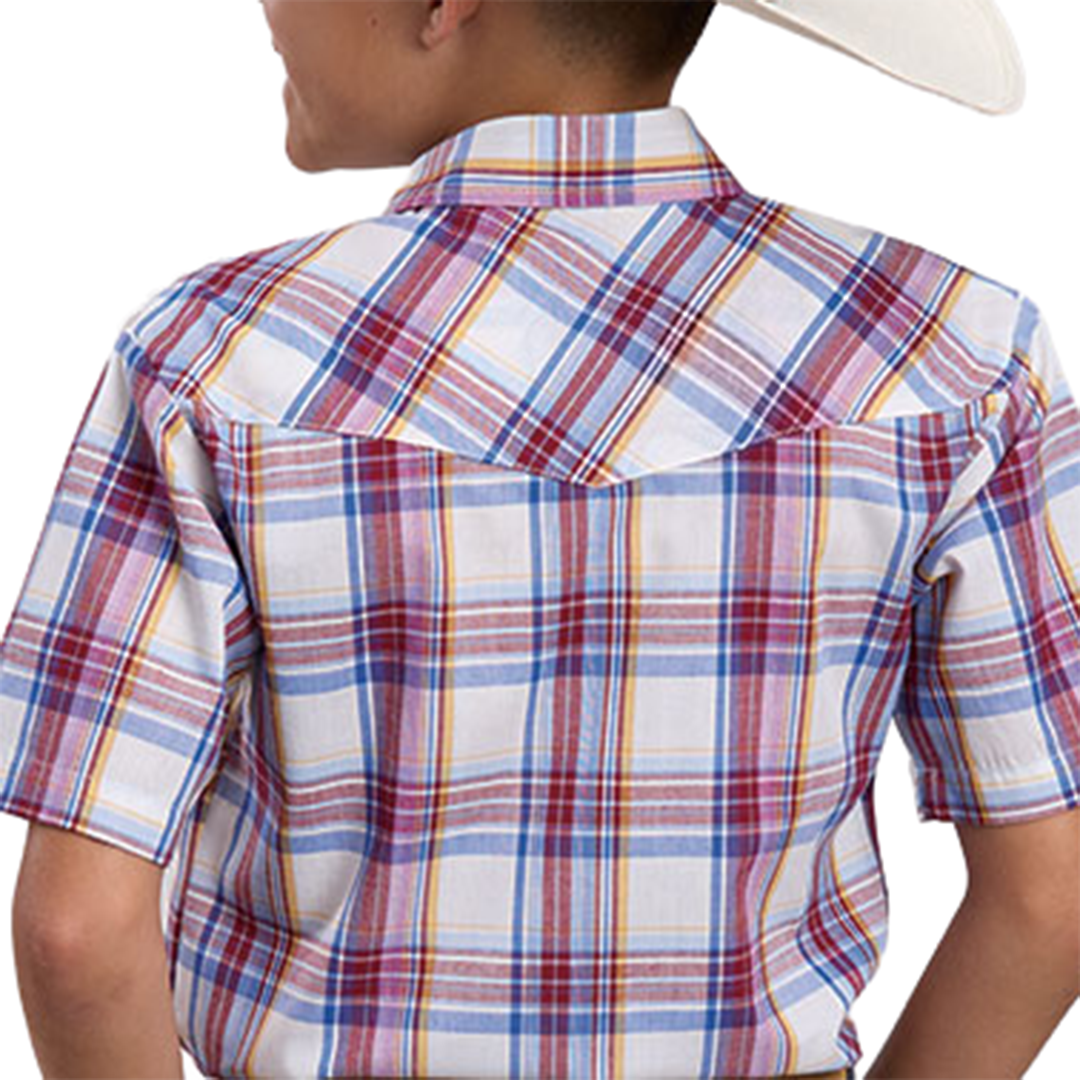 Roper Boys' Plaid Print Short Sleeve Snap Shirt