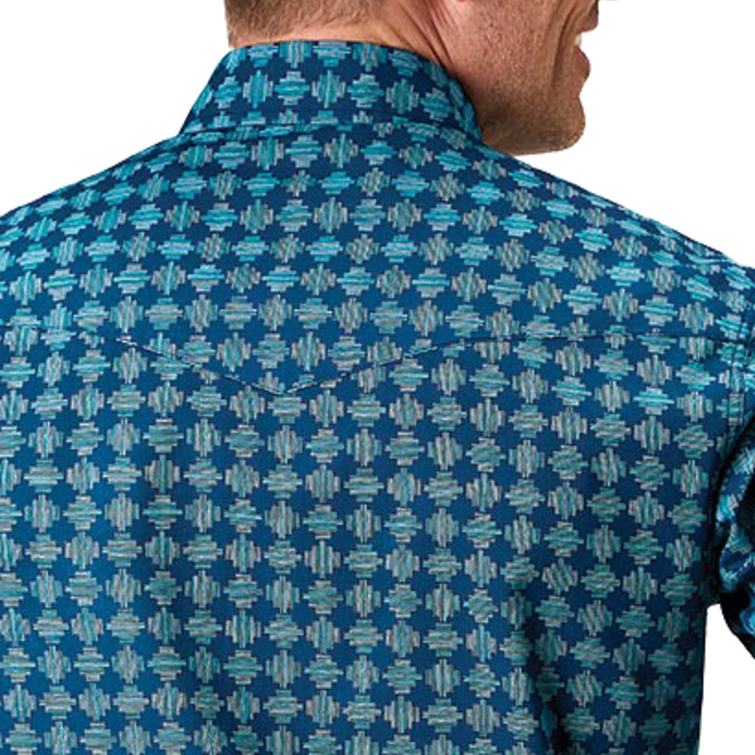 Roper Men's Pattern Snap Shirt In Blue