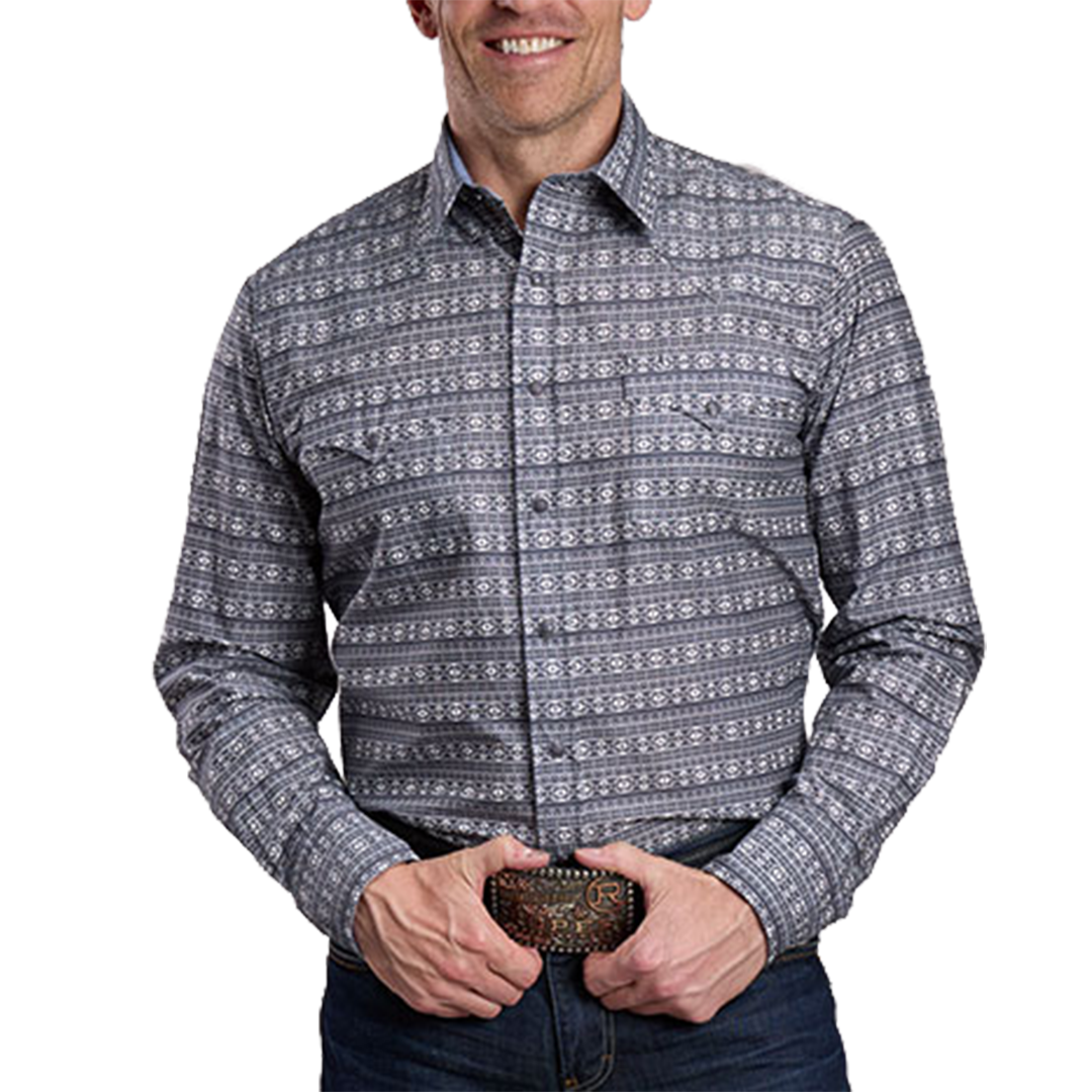 Roper Men's Aztec Printed Long Sleeve Snap Shirt