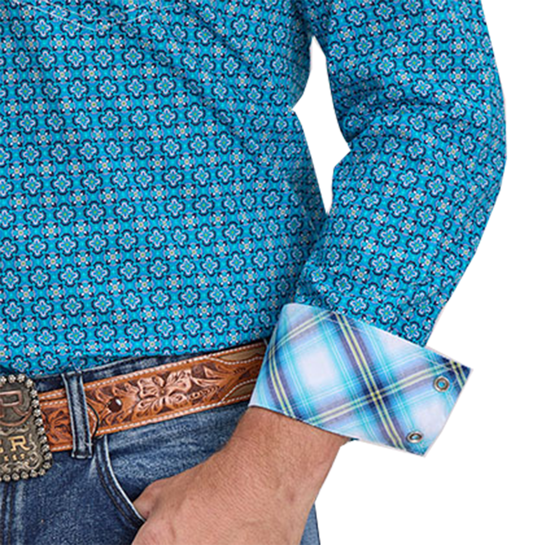 Roper Men's Amarillo Collection Geometric Print Long Sleeve Snap Shirt