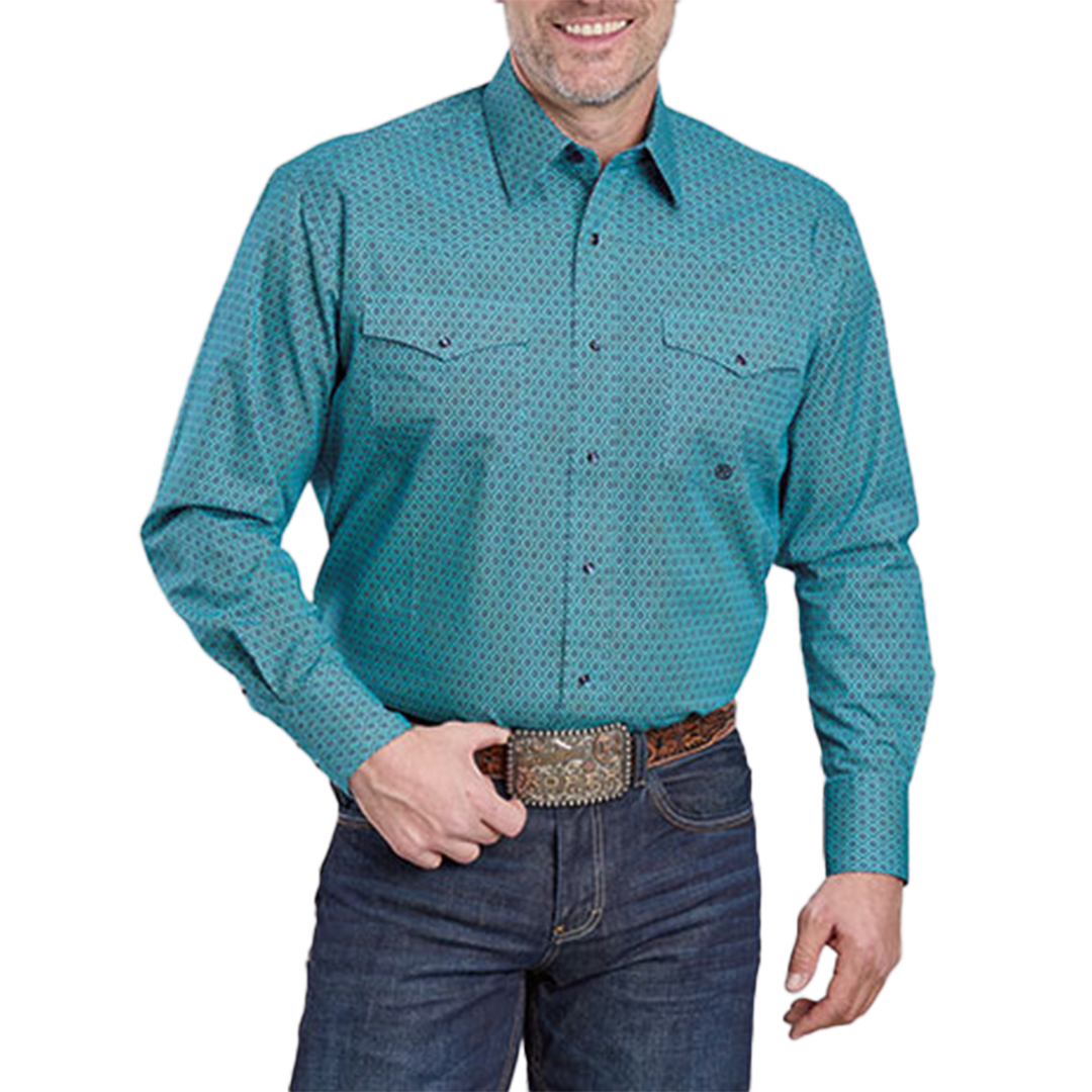 Roper Men's Amarillo Collection Aztec Diamond Printed Long Sleeve Snap Shirt