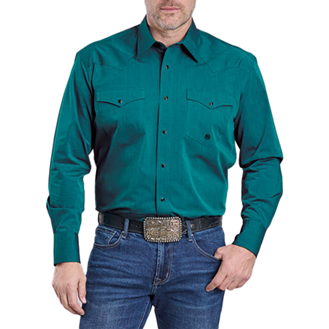Roper Men's Amarillo Collection Solid Long Sleeve Snap Shirt
