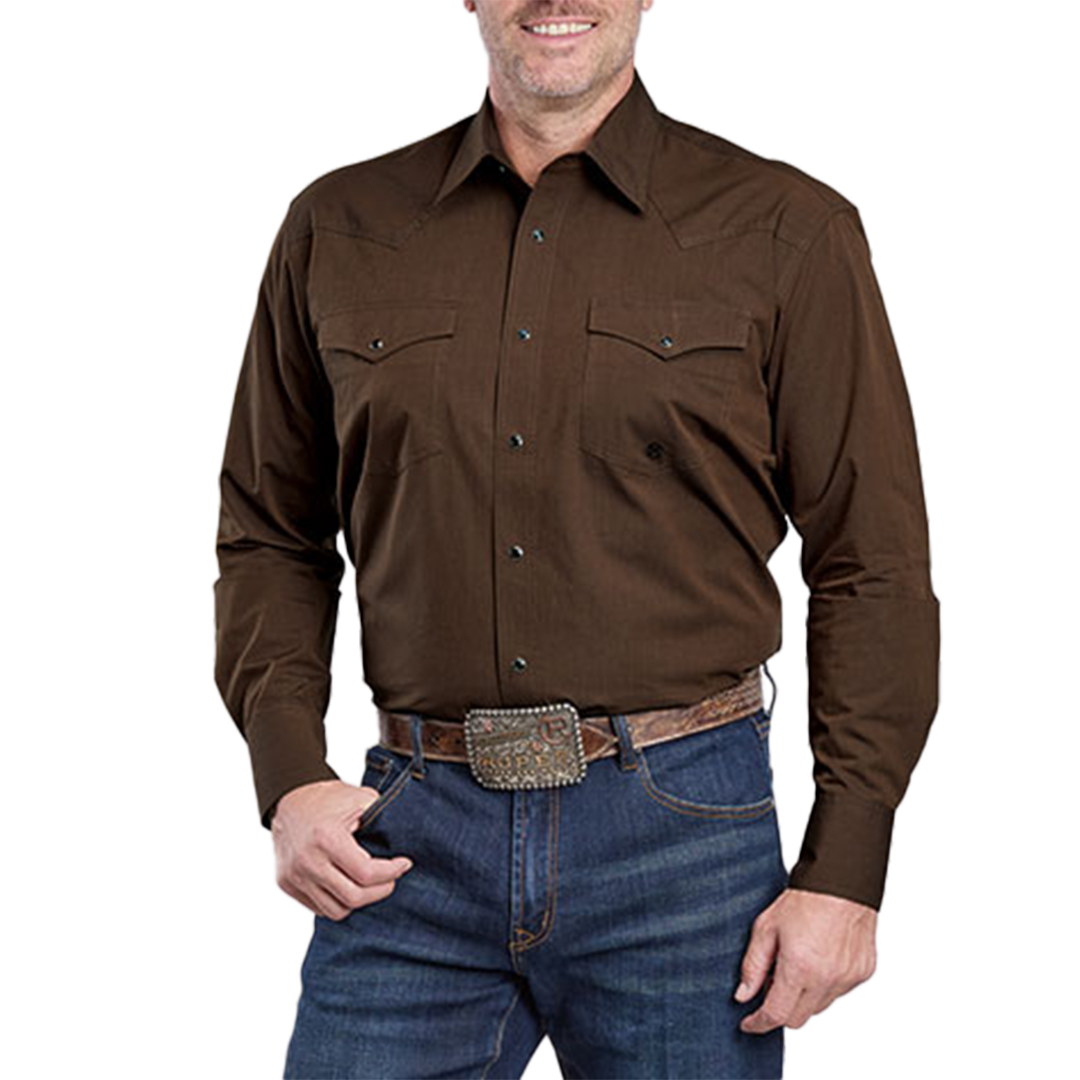Roper Men's Amarillo Collection Solid Long Sleeve Snap Shirt