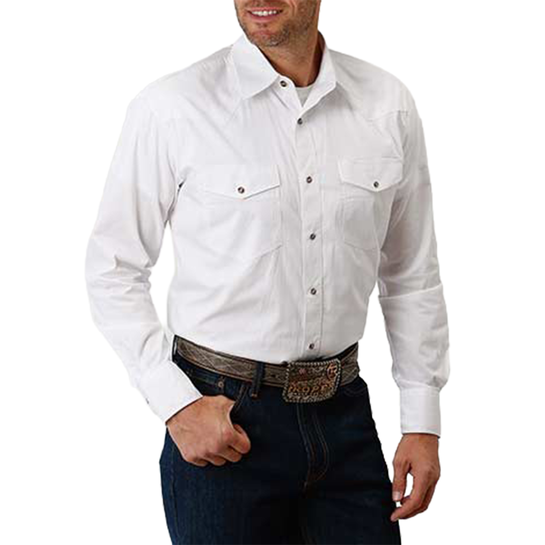 Roper Men's Solid Poplin Long Sleeve Snap Shirt