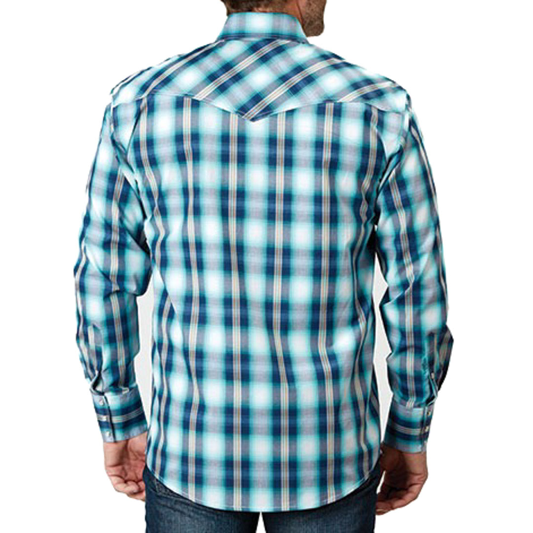 Roper Men's Plaid Snap Shirt In Turquoise