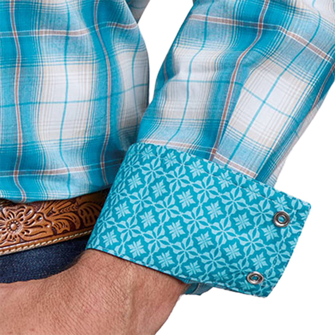 Roper Men's Amarillo Collection Plaid Print Long Sleeve Snap Shirt