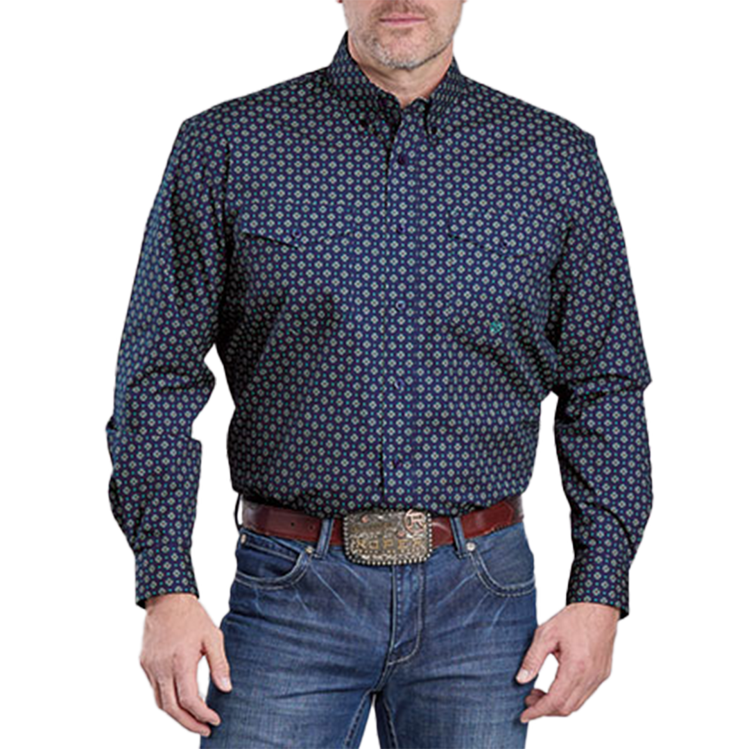Roper Men's Amarillo Collection Allover Print Long Sleeve Button Shirt