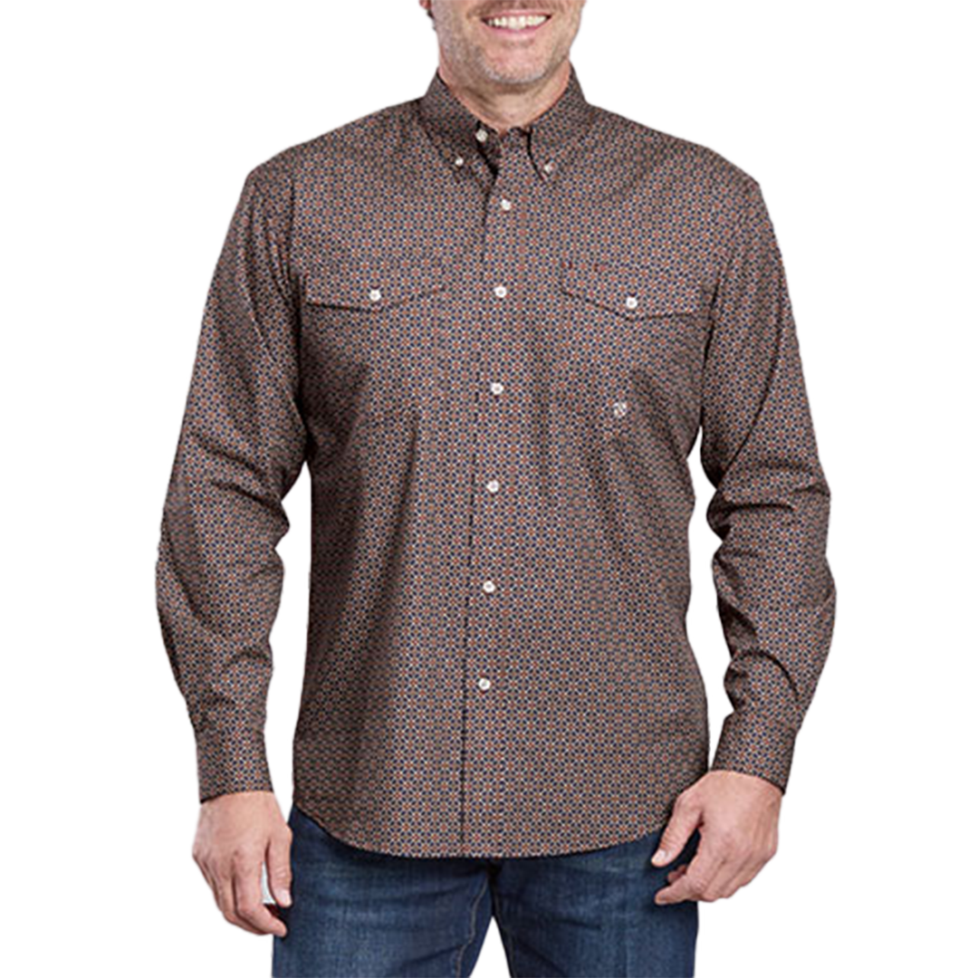Roper Men's Amarillo Collection Allover Printed Long Sleeve Button Shirt