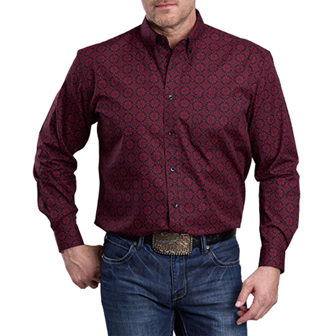 Roper Men's Amarillo Collection Medallion Printed Long Sleeve Button Shirt
