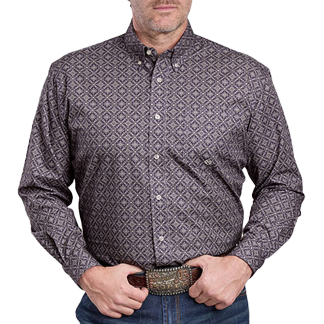 Roper Men's Amarillo Collection Geometric Print Long Sleeve Button Shirt