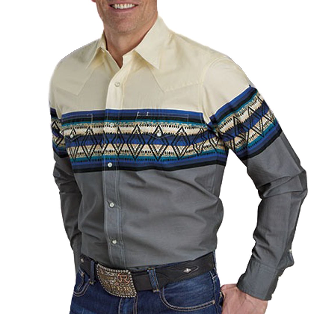 Roper Men's Vintage Collection Border Long Sleeve Snap Shirt