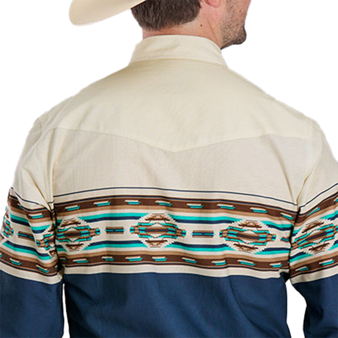 Roper Men's Vintage Collection Aztec Border Long Sleeve Snap Shirt
