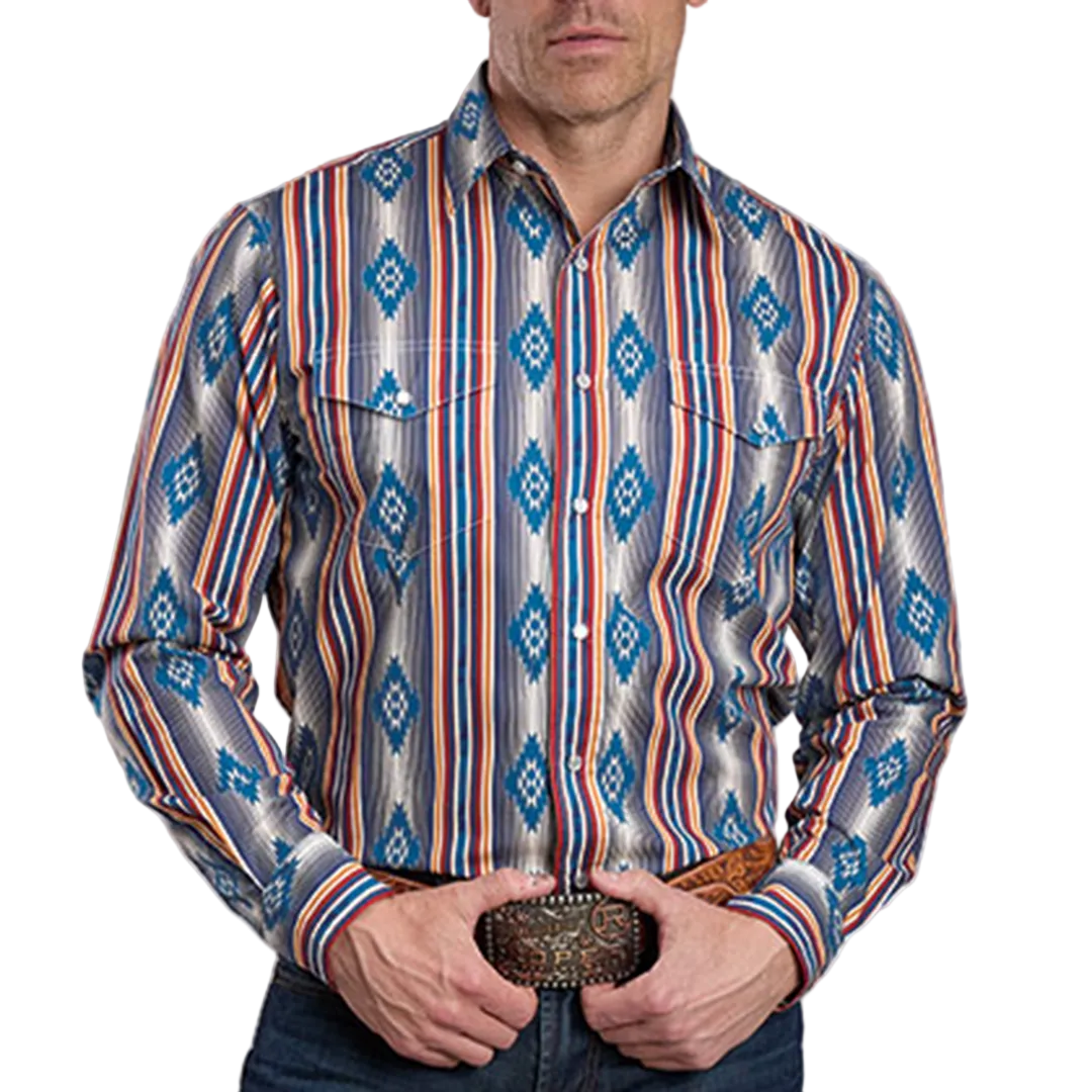 Chemise à manches longues boutonnée à imprimé intégral pour homme de la collection Amarillo de Roper