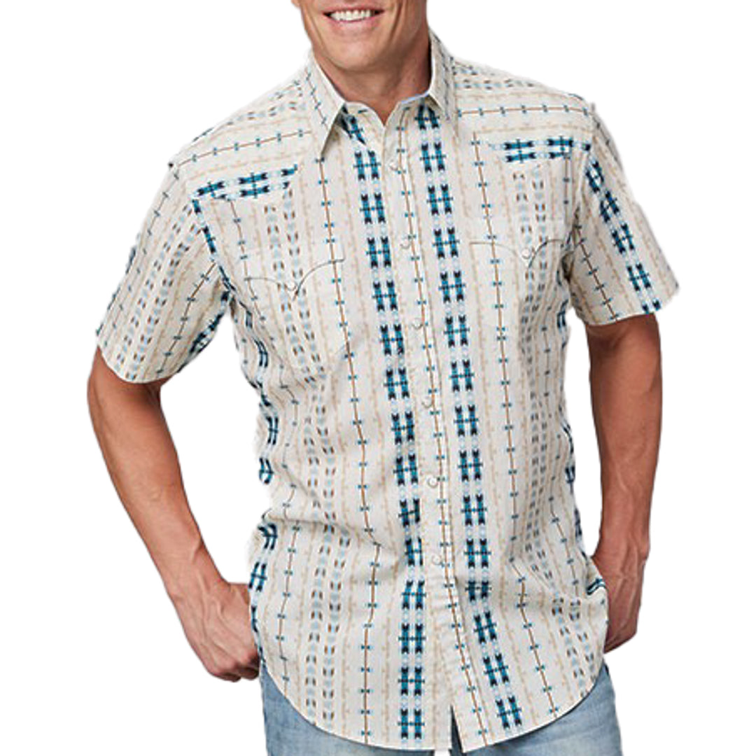 Roper Men's Short Sleeve Aztec Snap Shirt