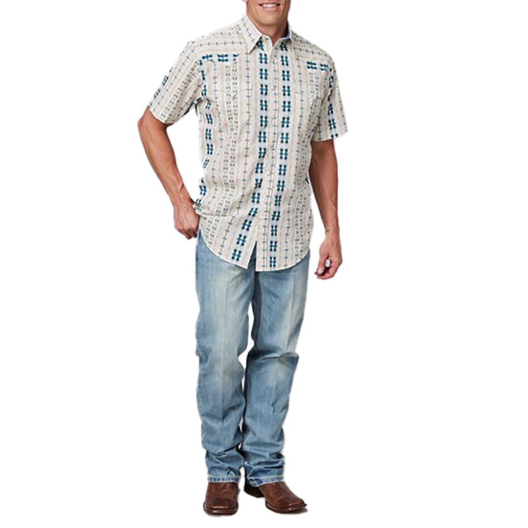 Roper Men's Short Sleeve Aztec Snap Shirt