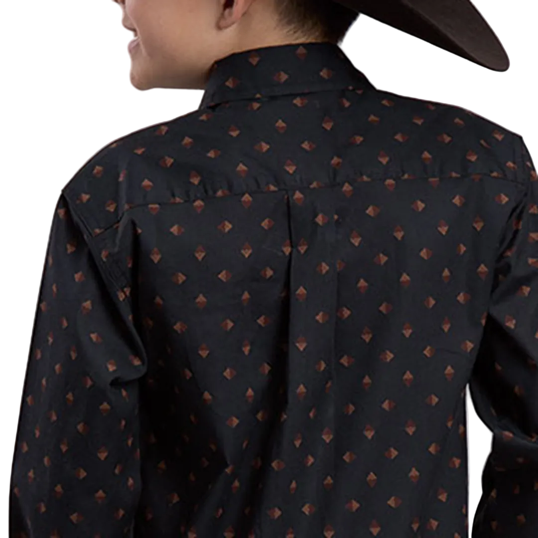 Roper Boys' Aztec Foulard Print Long Sleeve Snap Shirt