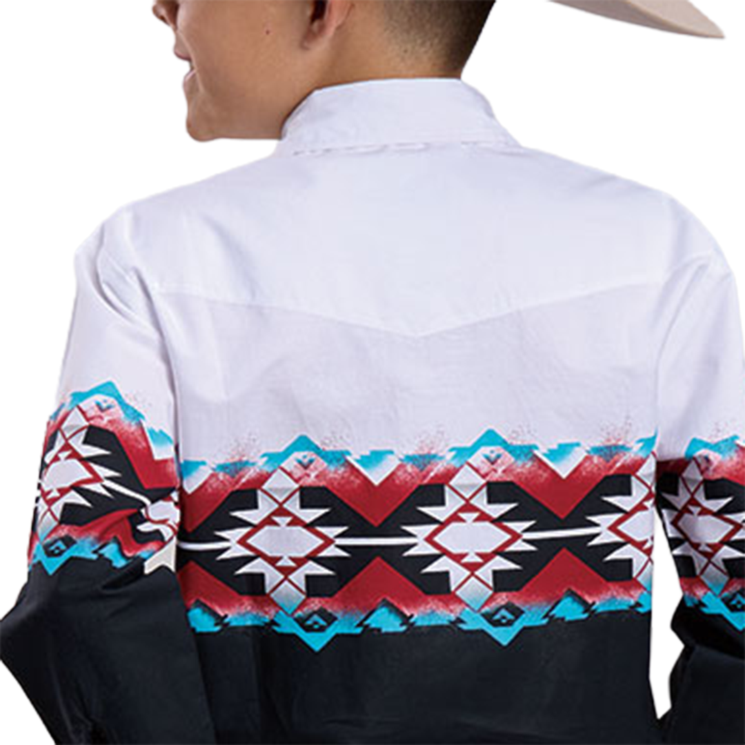 Roper Boys' Vintage Collection Scenic Border Long Sleeve Snap Shirt