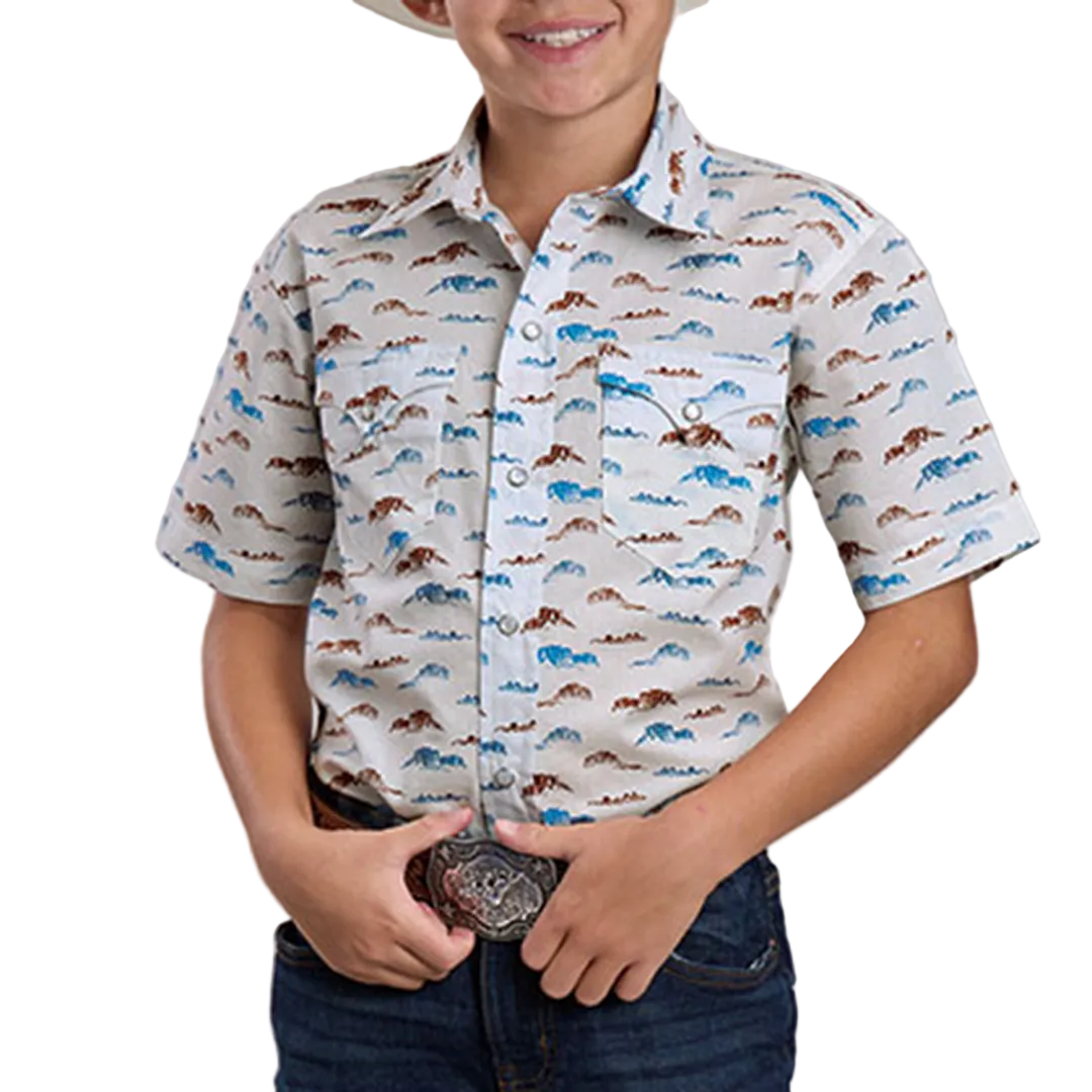 Chemise à manches longues à boutons-pression avec imprimé foulard aztèque pour garçons Roper