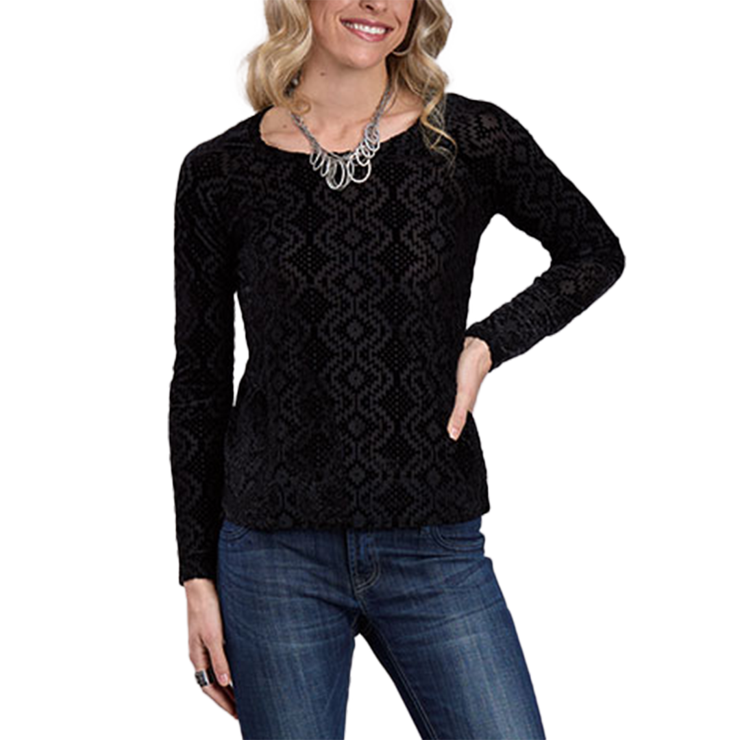 Roper Women's Mesh Velour Top