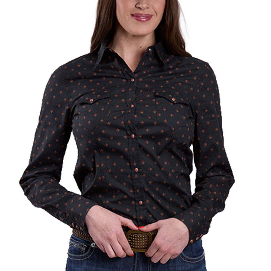 Roper Women's Aztec Foulard Printed Long Sleeve Snap Shirt