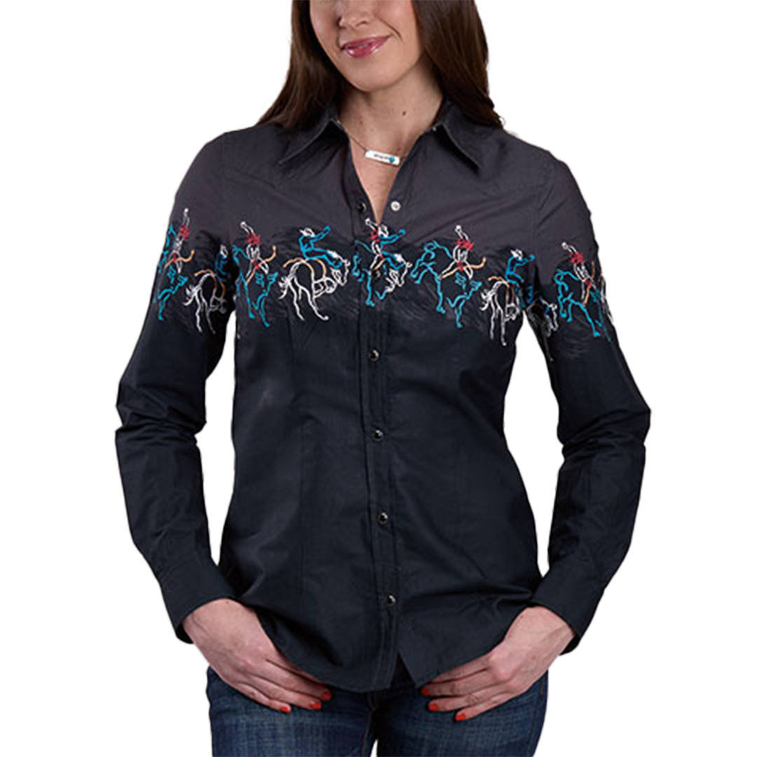 Roper Women's Border Horse  Print Long Sleeve Snap Shirt