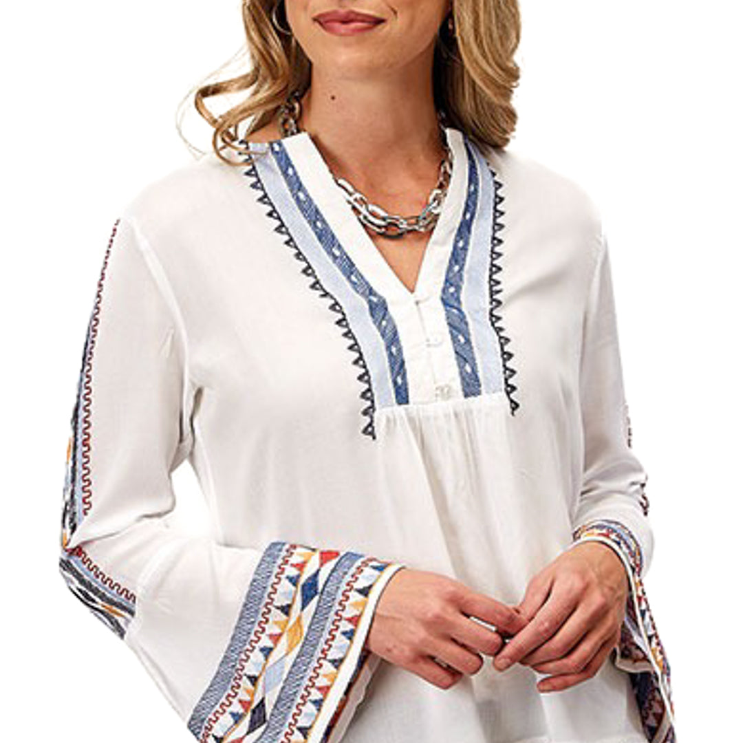 Roper Women's Embroidered Long Sleeve Peasant Blouse