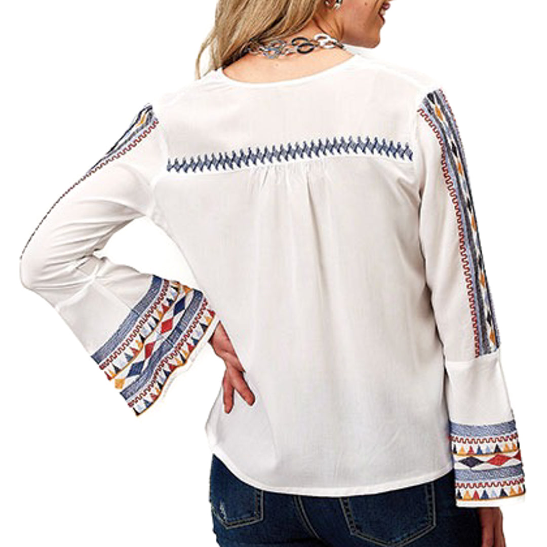 Roper Women's Embroidered Long Sleeve Peasant Blouse