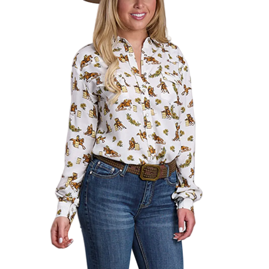 Roper Women's Barrel Racers Print Long Sleeve Snap Shirt