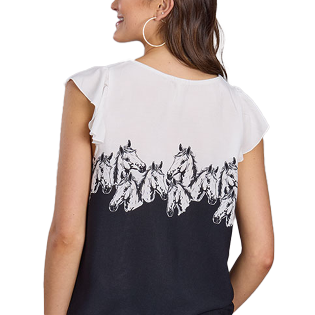 Roper Women's Horser Border Print Blouse