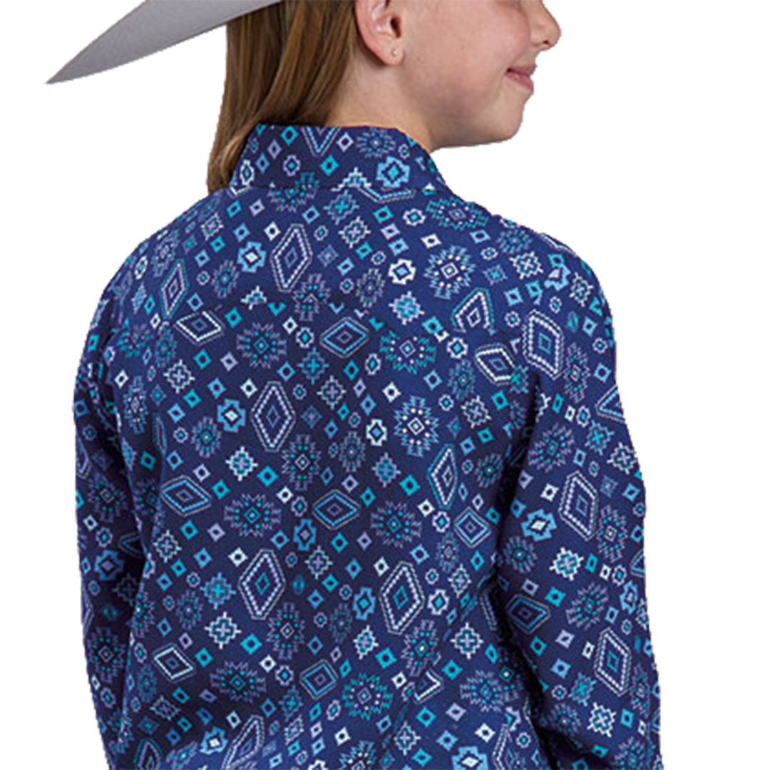 Roper Girls' Cowgirl Aztec Printed Long Sleeve Button Shirt