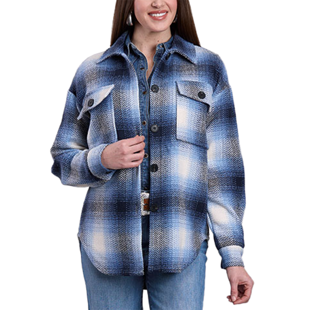 Roper Women's Large Scale Plaid Flannel Shirt Jacket