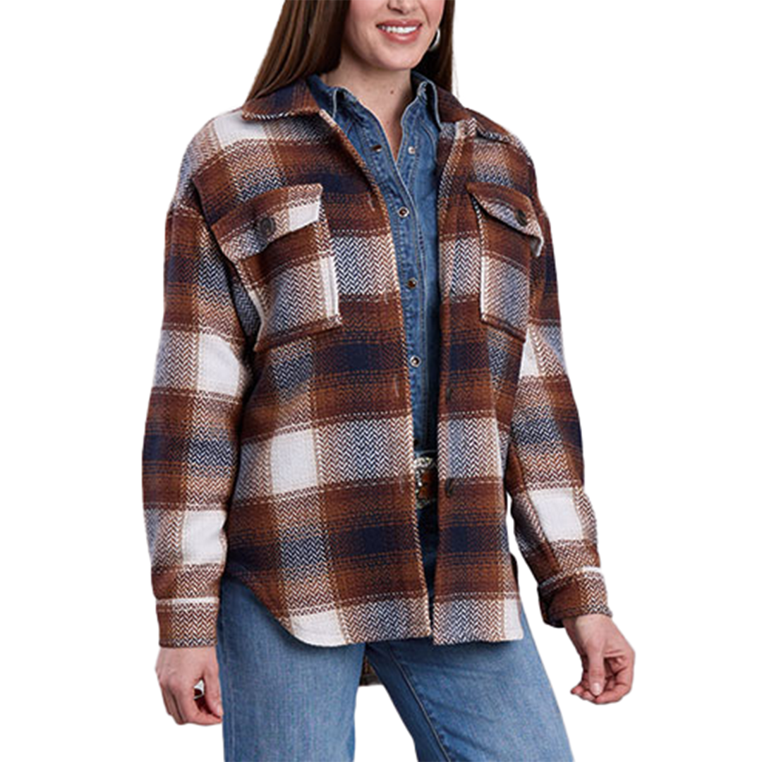 Roper Women's Large Scale Plaid Flannel Shirt Jacket