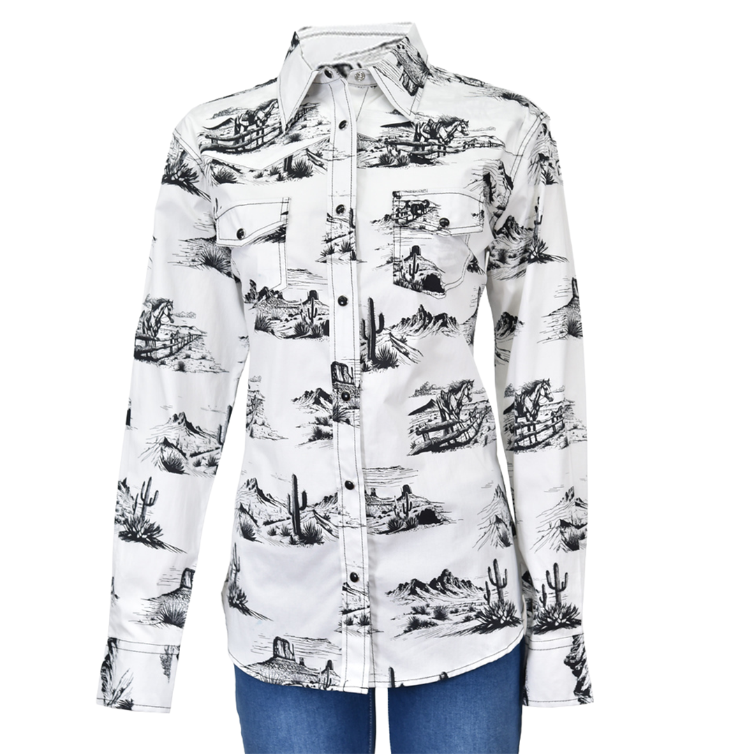 Cowgirl Hardware Women's Desert Print Long Sleeve Snap Shirt