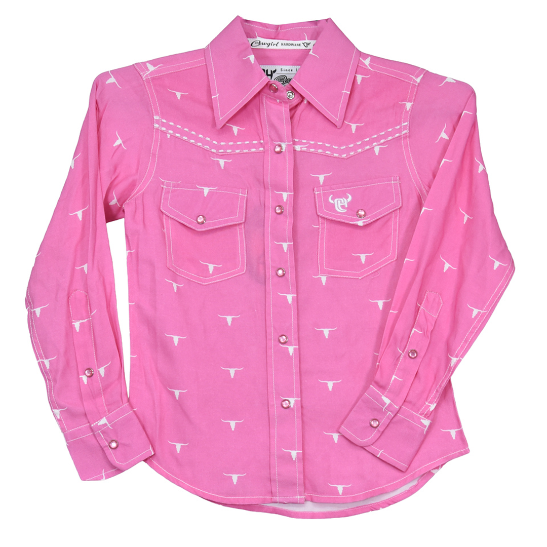 Cowgirl Hardware Girls' Skull Print Snap Shirt