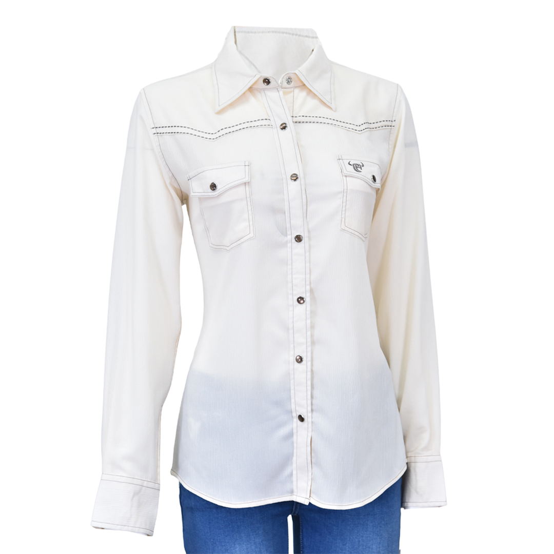 Cowgirl Hardware Women's Solid Long Sleeve Snap Shirt