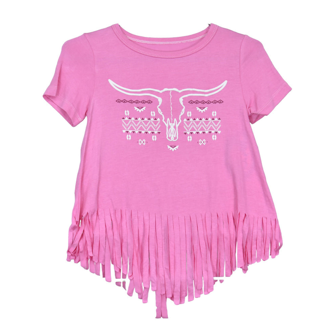 Cowgirl Hardware Girls' Skull Aztec Fringe T-Shirt